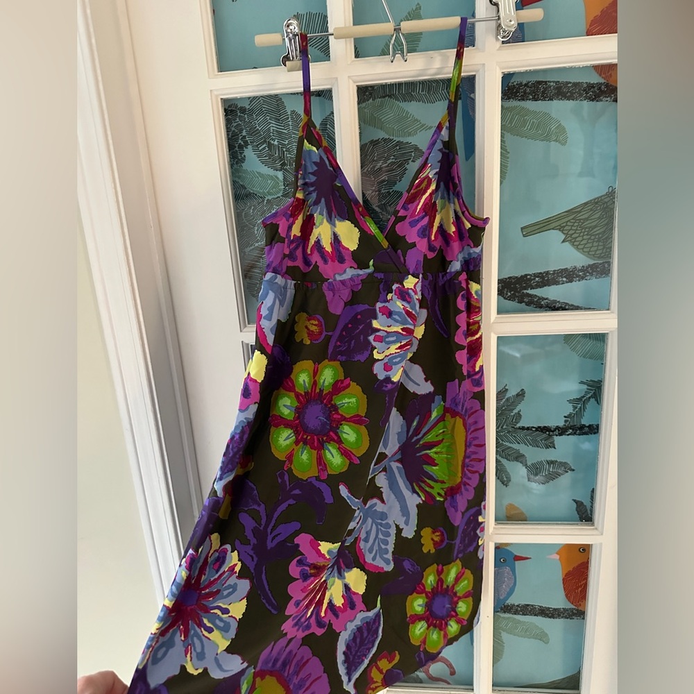 Lucky Brand Purple and Pink Floral One Piece Swimsuit coverup dress
